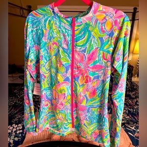 Lilly Pulitzer Sunny Rashguard w/50 UPF SZ XL Bennett Blue Surf Gypsea Swim NWT
